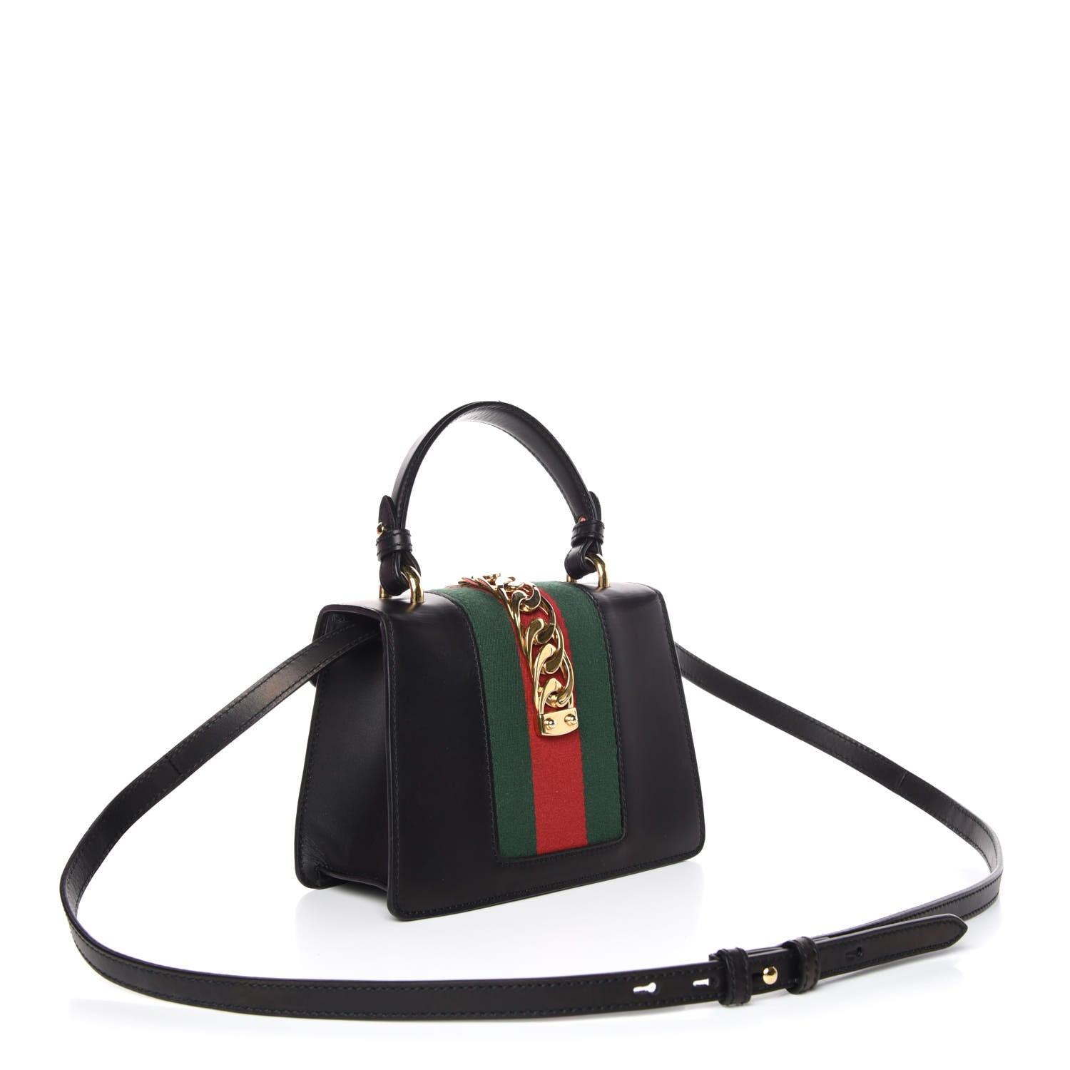 Gucci Calfskin Mini Sylvie Top Handle Bag Black 4 of 14