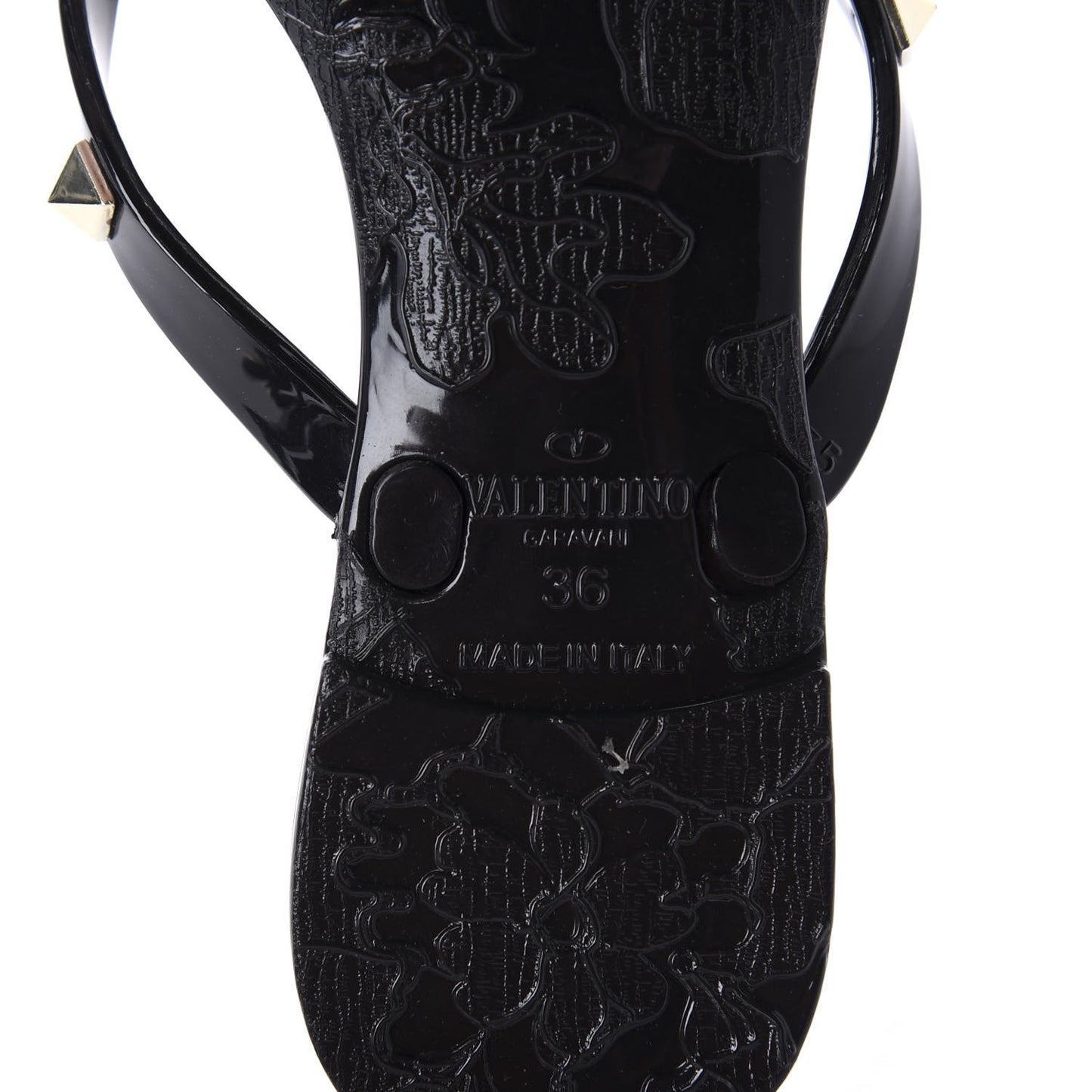 PVC Jelly Rockstud Bow Thong Sandals 36 Black