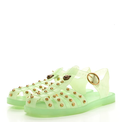 Gucci Rubber Studded Womens Buckle Strap Sandal 39 Light Green 3 of 7