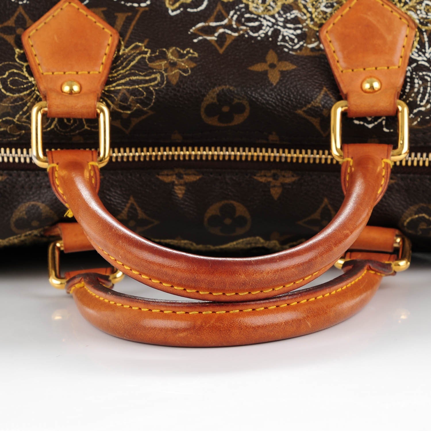 Louis Vuitton Monogram Dentelle Speedy 30 Gold 8 of 9