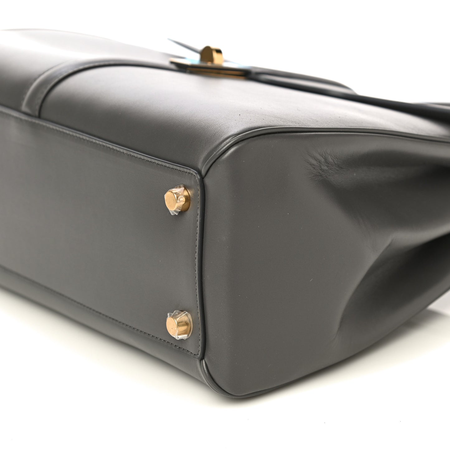 Satinated Calfskin Medium 16 Top Handle Bag Grey