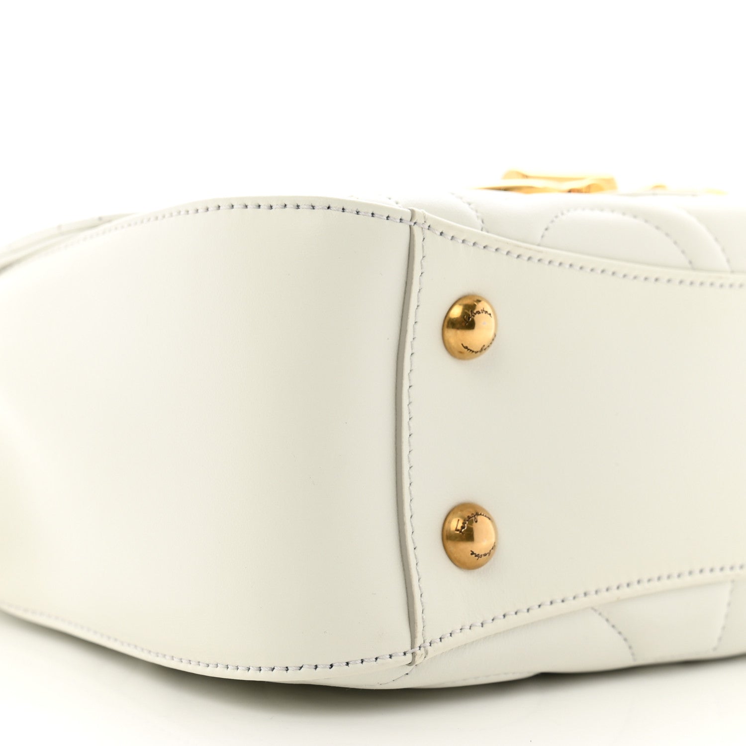 Salvatore Ferragamo Calfskin Quilted Gancini Top Handle Flap Bag White 8 of 11