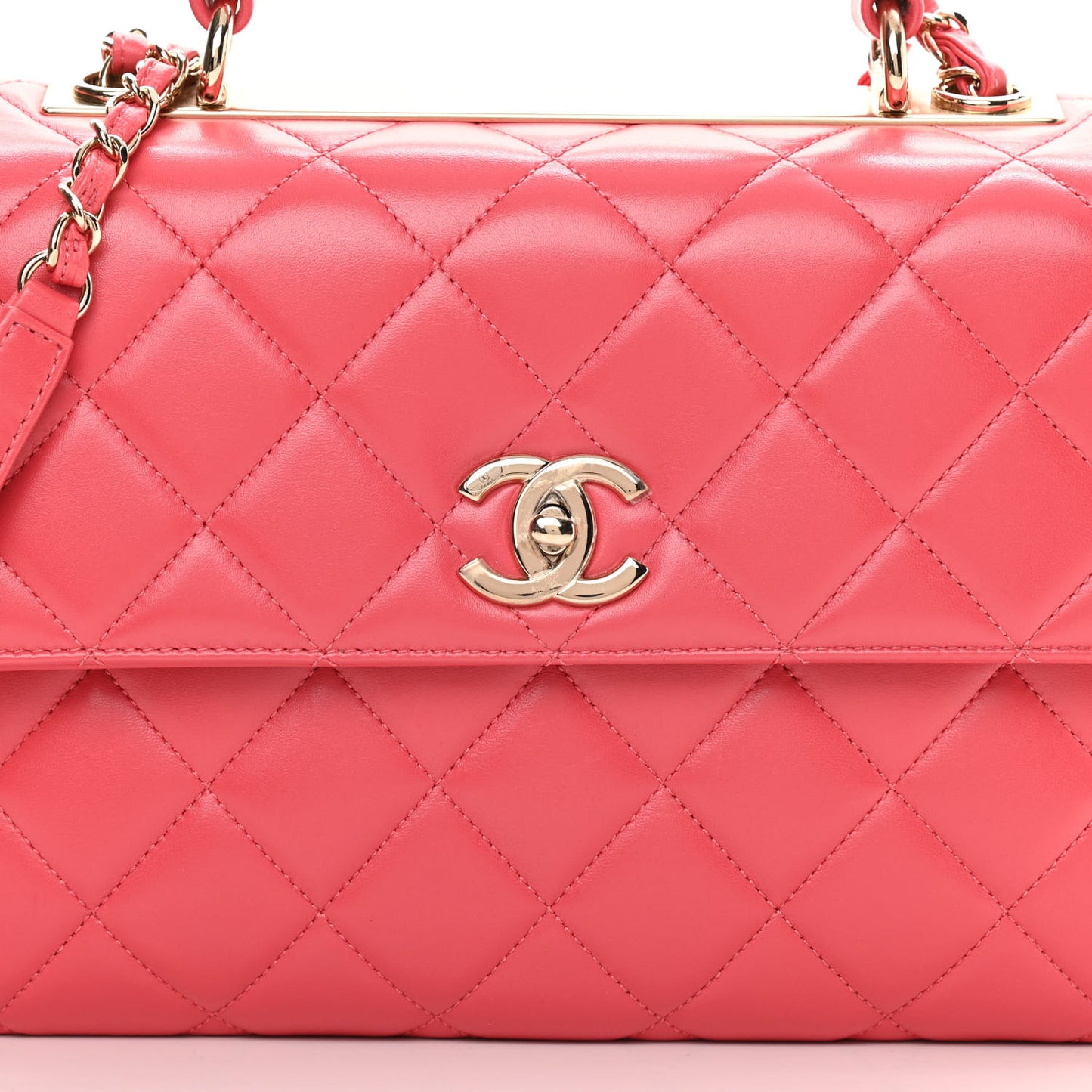 Lambskin Quilted Medium Trendy CC Flap Dual Handle Bag Bright Pink