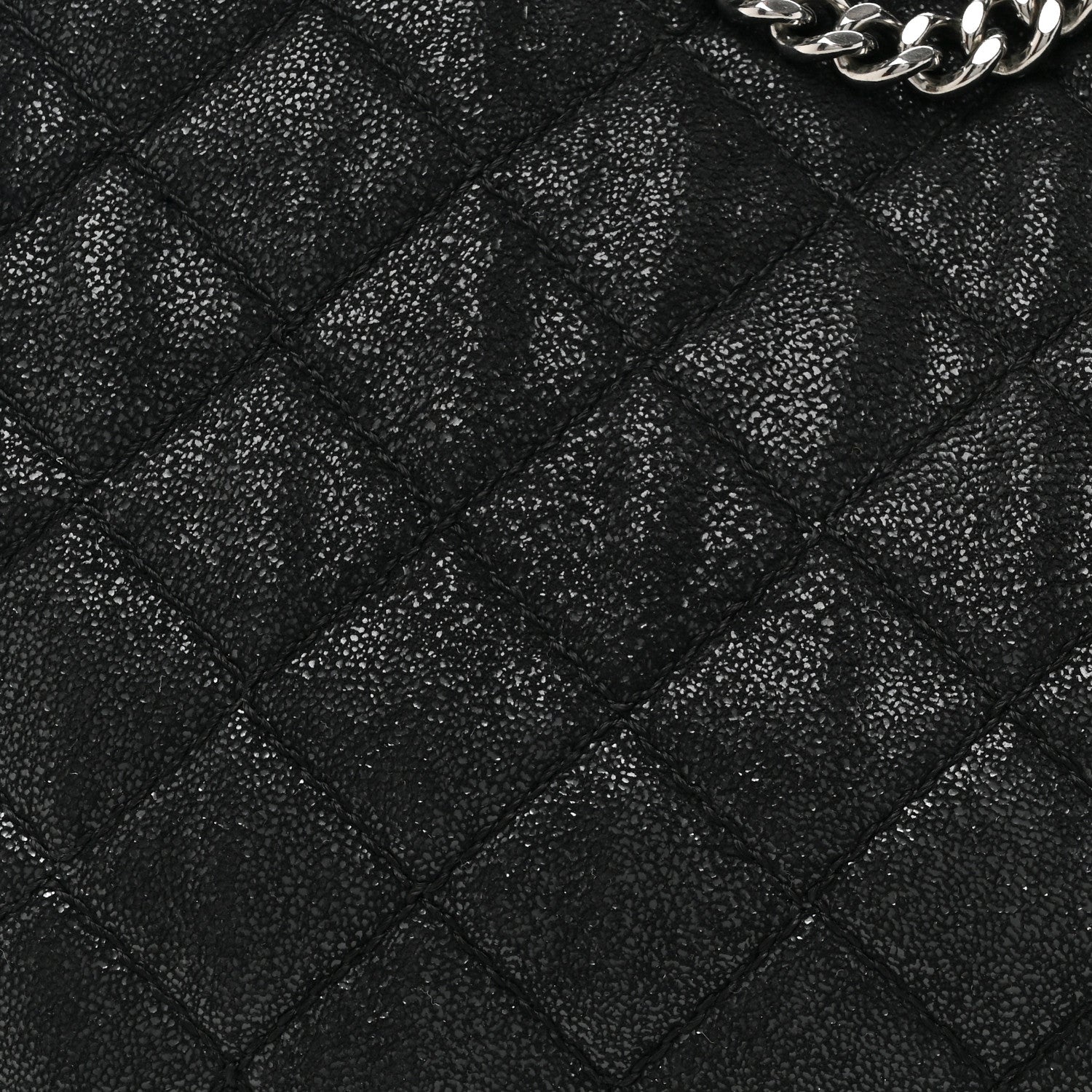 Stella McCartney Metallic Shaggy Deer Quilted Small Falabella Tote Black 7 of 9