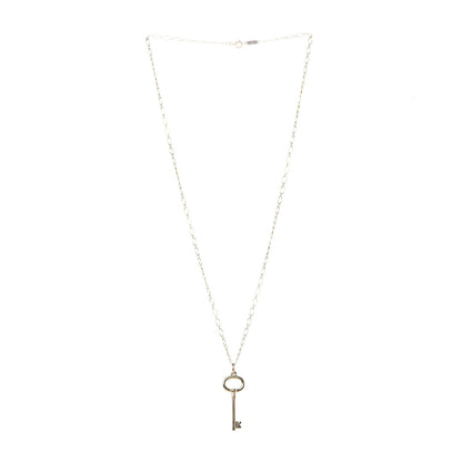 Tiffany 18K Yellow Gold Small Oval Key Pendant Link Necklace 3 of 7