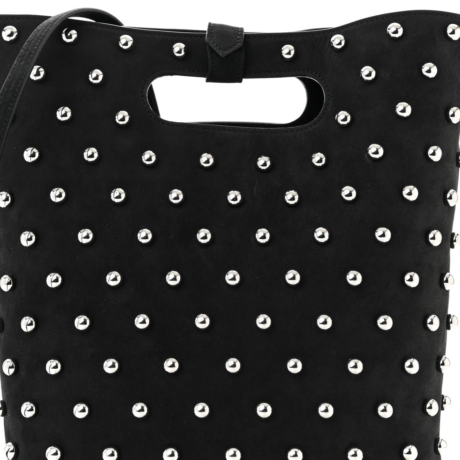 Alaia Nubuck Calfskin Studded Medium Folded Bag Black 8 of 10