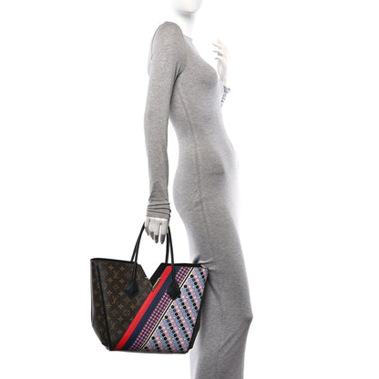 Louis Vuitton Calfskin Monogram Kimono Tote MM Rouge Navy 2 of 9