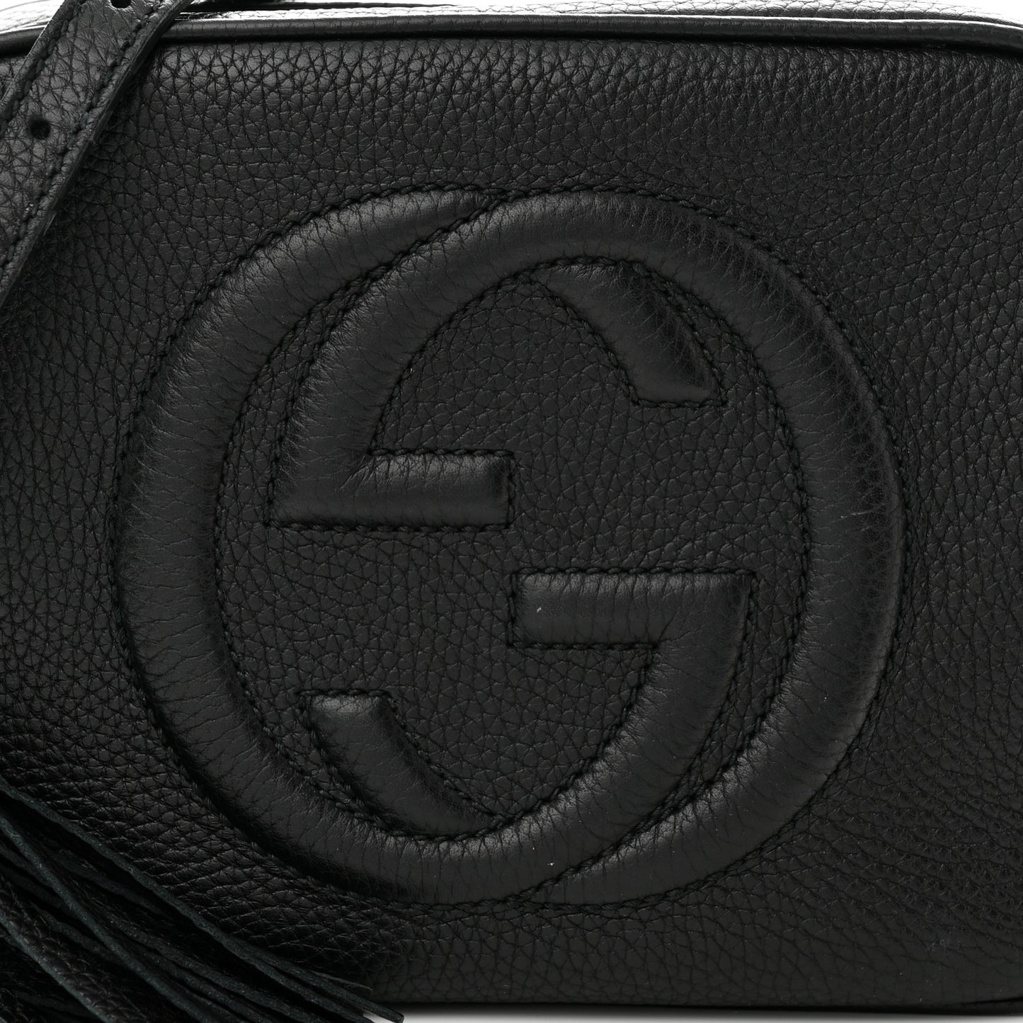 Pebbled Calfskin Small Soho Disco Bag Black