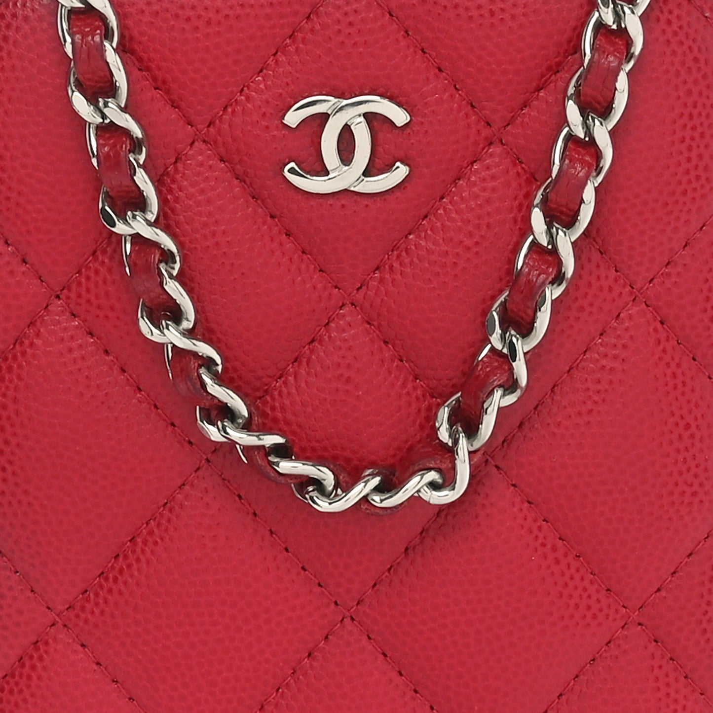 Caviar Quilted Phone Holder Wallet On Chain WOC Red