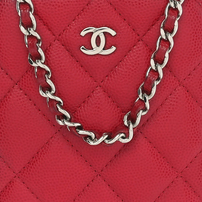 Chanel Caviar Quilted Phone Holder Wallet On Chain WOC Red 8 of 10
