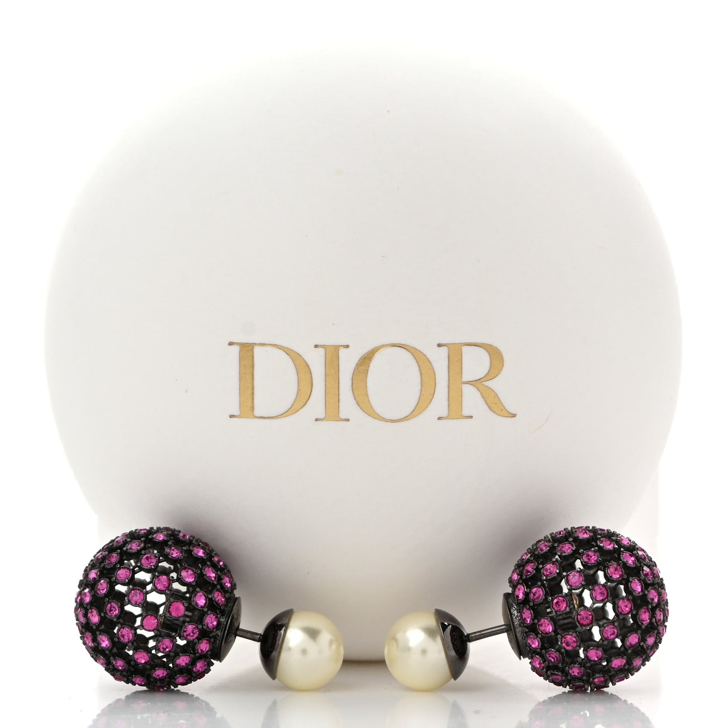 Crystal Pearl Mise En Dior Tribales Earrings Black Pink