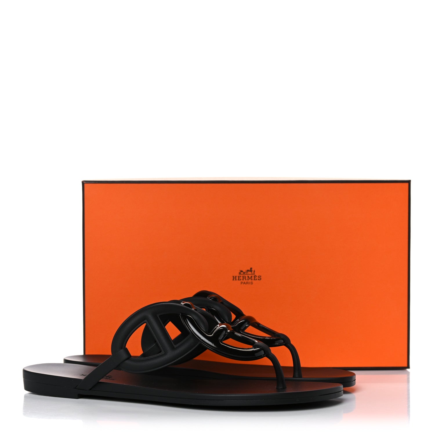 Hermes Rubber Womens Egerie Sandals 38 Black 9 of 9