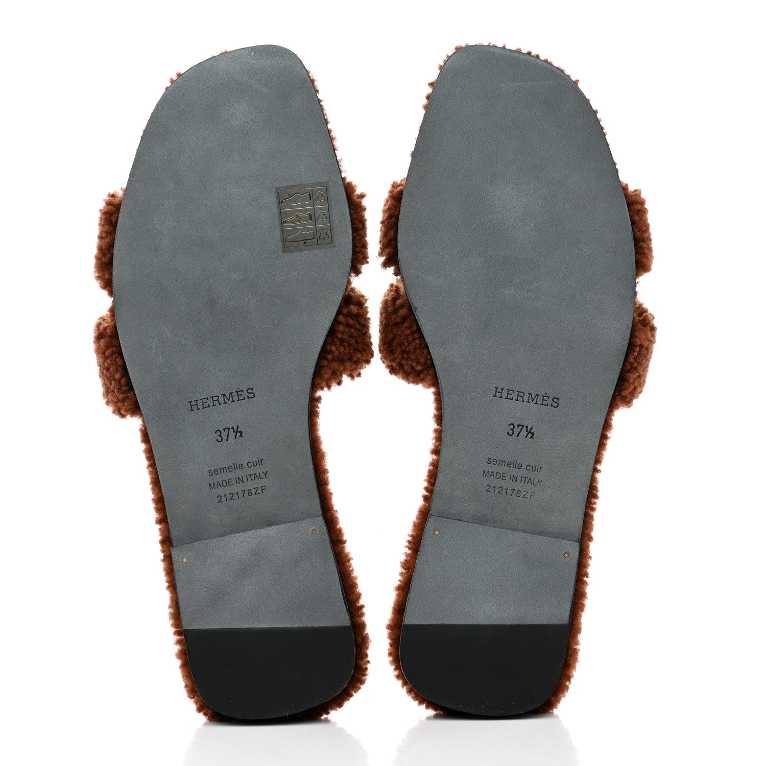 Hermes Woolskin Oran Sandals 37.5 Cognac 5 of 8