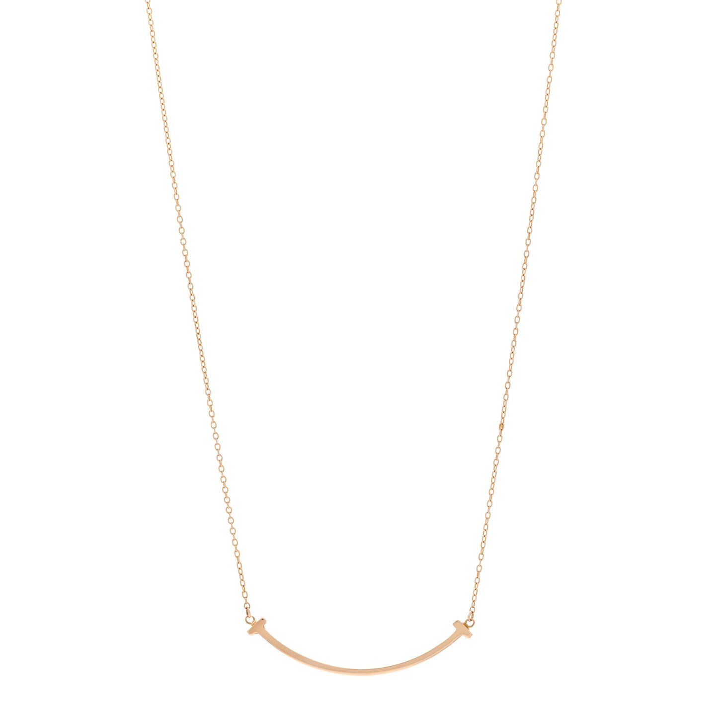 18K Rose Gold Small T Smile Pendant Necklace