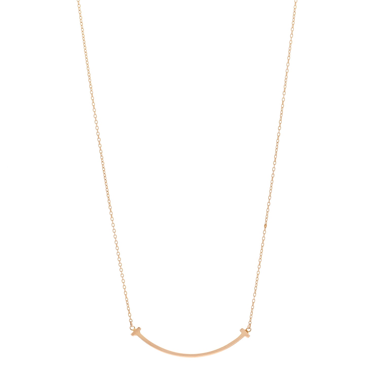 Tiffany 18K Rose Gold Small T Smile Pendant Necklace 1 of 5