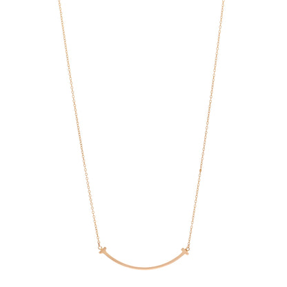 Tiffany 18K Rose Gold Small T Smile Pendant Necklace 1 of 5