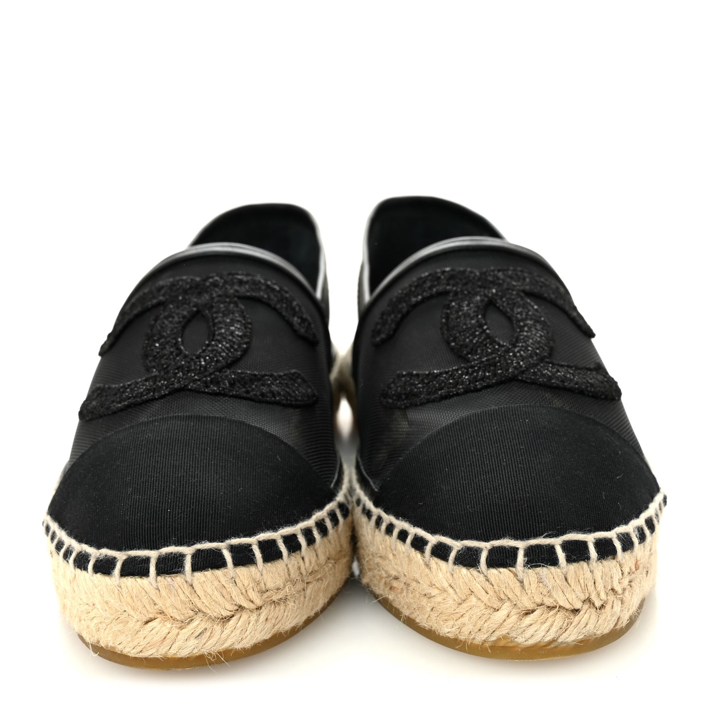 Mesh Grosgrain CC Espadrilles 38 Black