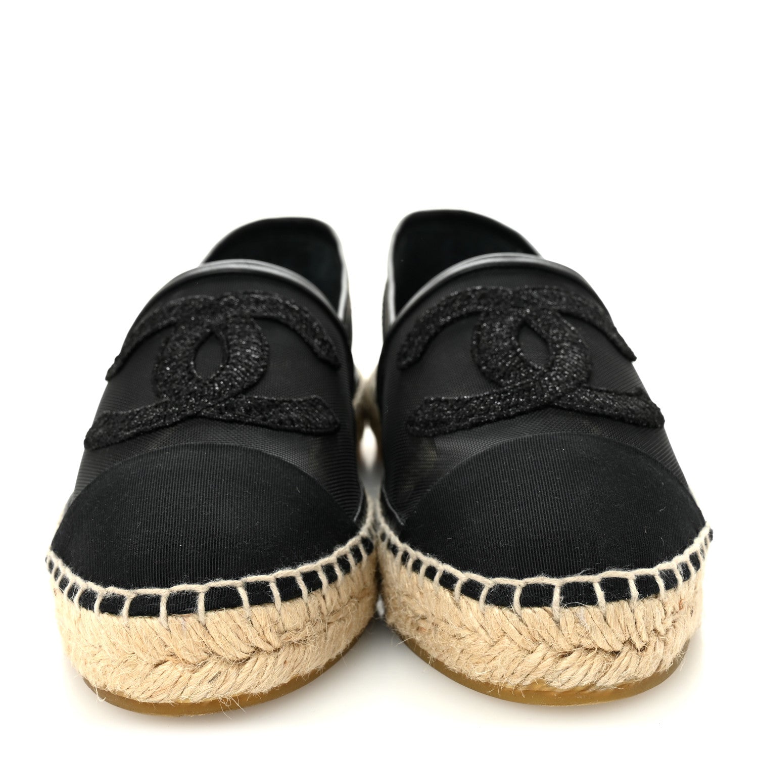 Chanel Mesh Grosgrain CC Espadrilles 38 Black 3 of 10