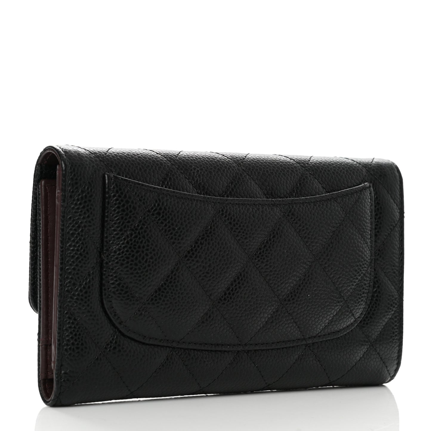 Caviar Quilted Large Flap Wallet Black