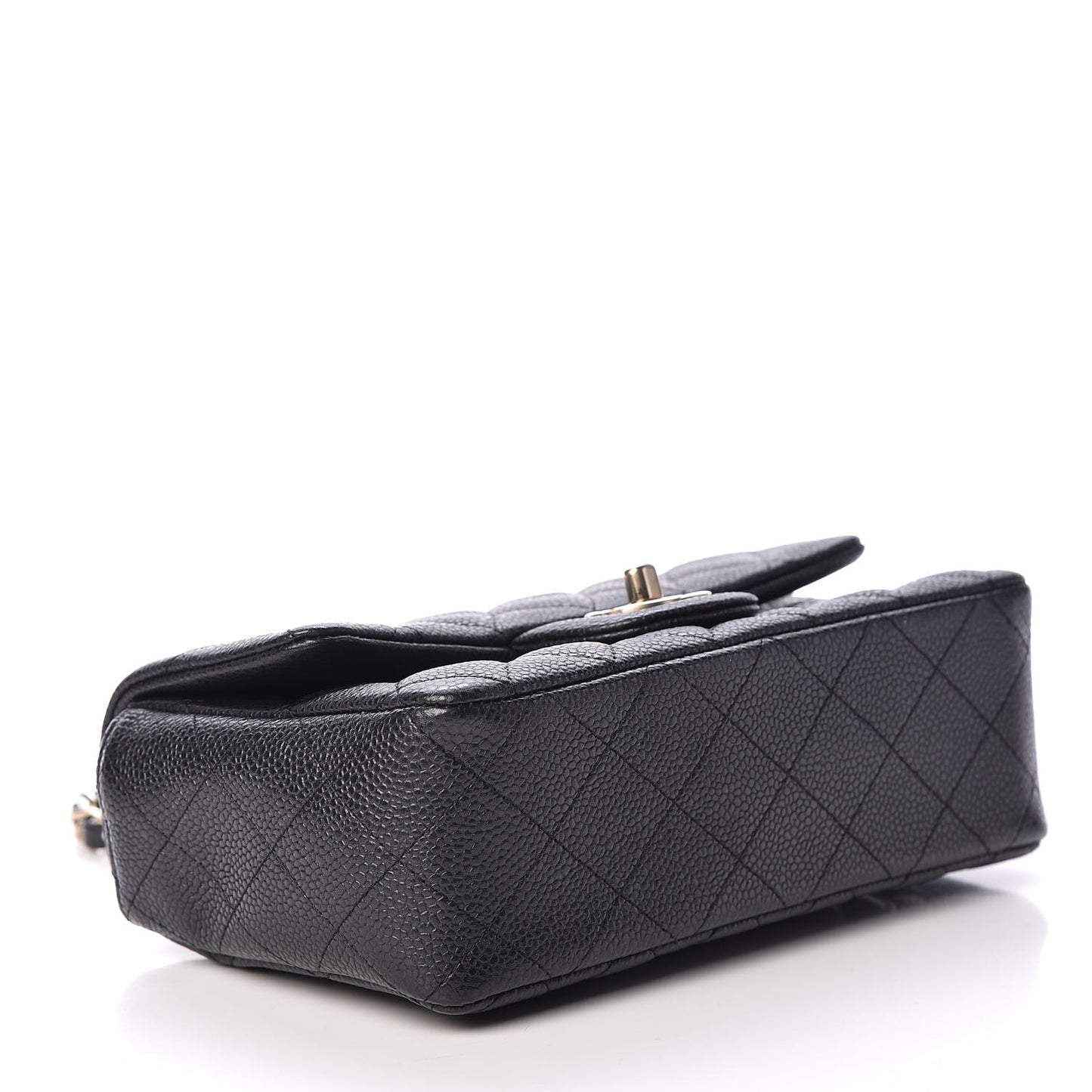 Metallic Caviar Quilted Mini Rectangular Flap Black