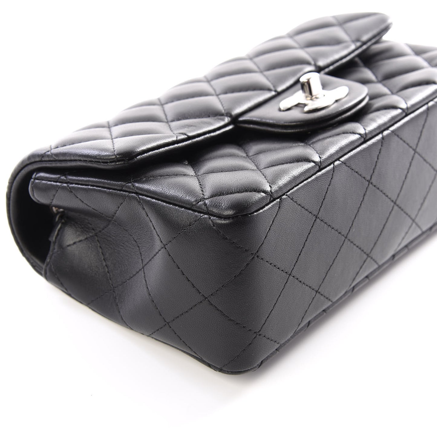 Lambskin Quilted Mini Rectangular Flap Black