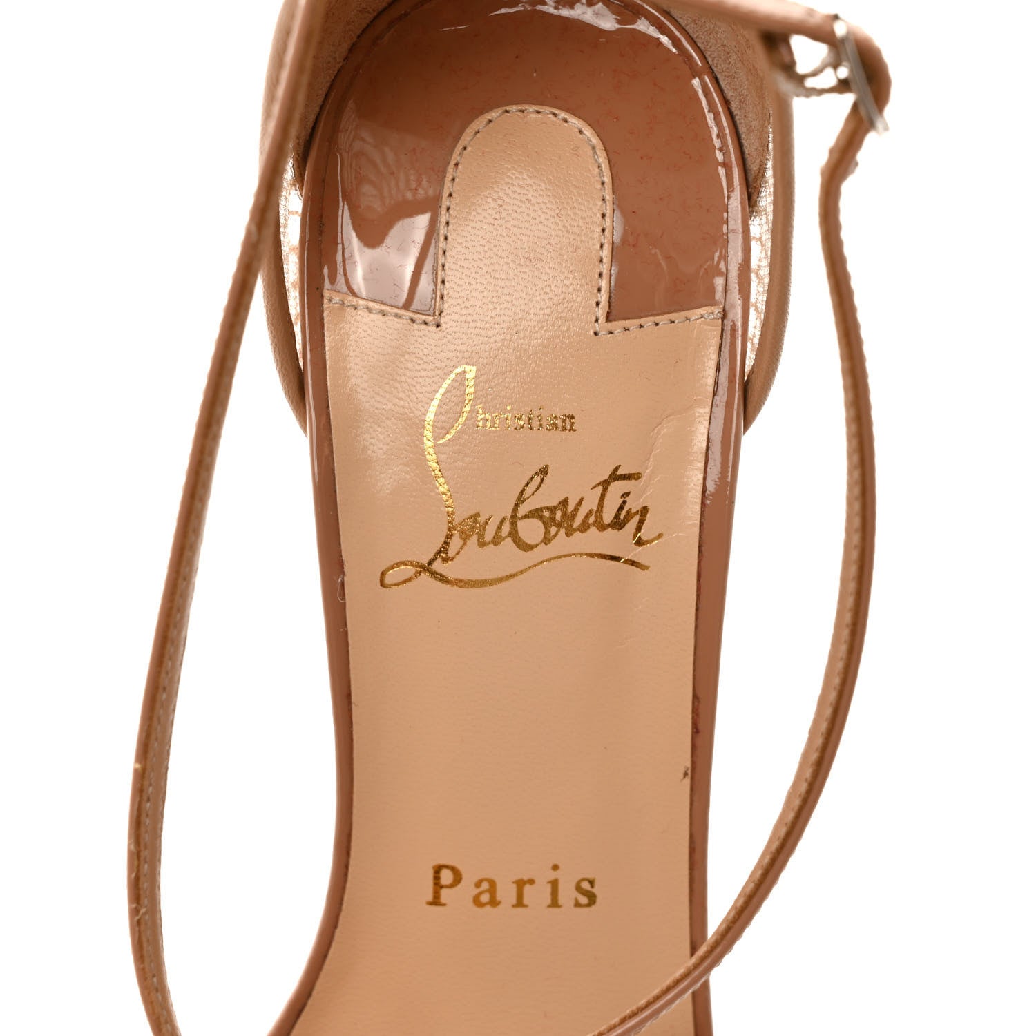 Christian Louboutin Patent Mesh Slikova Sandals Pumps 38 Nude 7 of 7