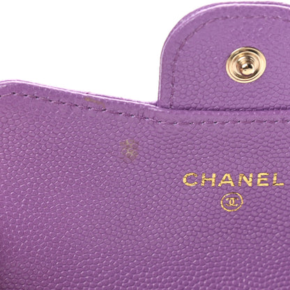 Chanel Caviar Quilted Flap Card Holder Wallet Purple 9 of 10