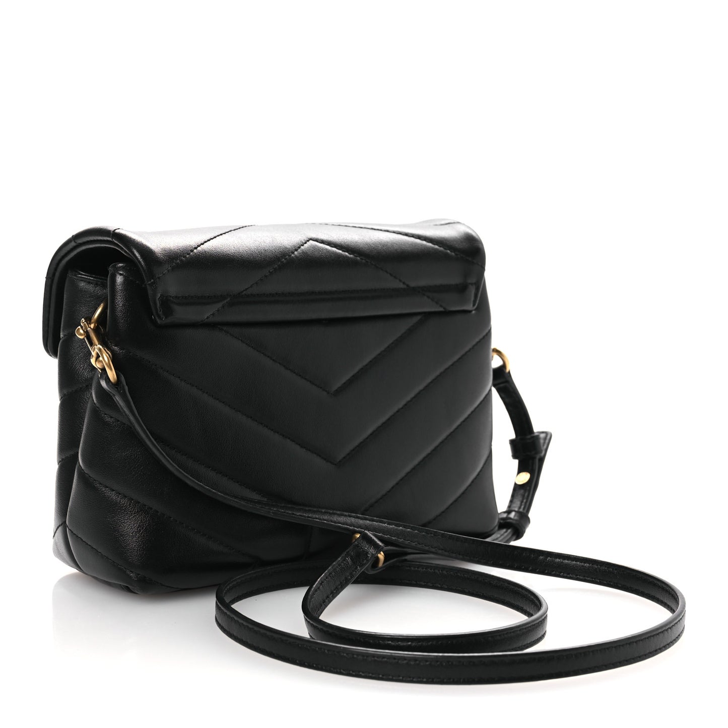 Calfskin Y Quilted Monogram Toy Loulou Crossbody Bag Black