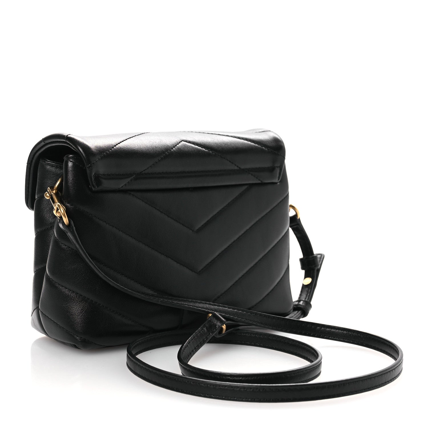 Saint Laurent Calfskin Y Quilted Monogram Toy Loulou Crossbody Bag Black 3 of 15