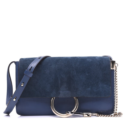 Chloe Suede Calfskin Small Faye Shoulder Bag Majolica Blue 1 of 17