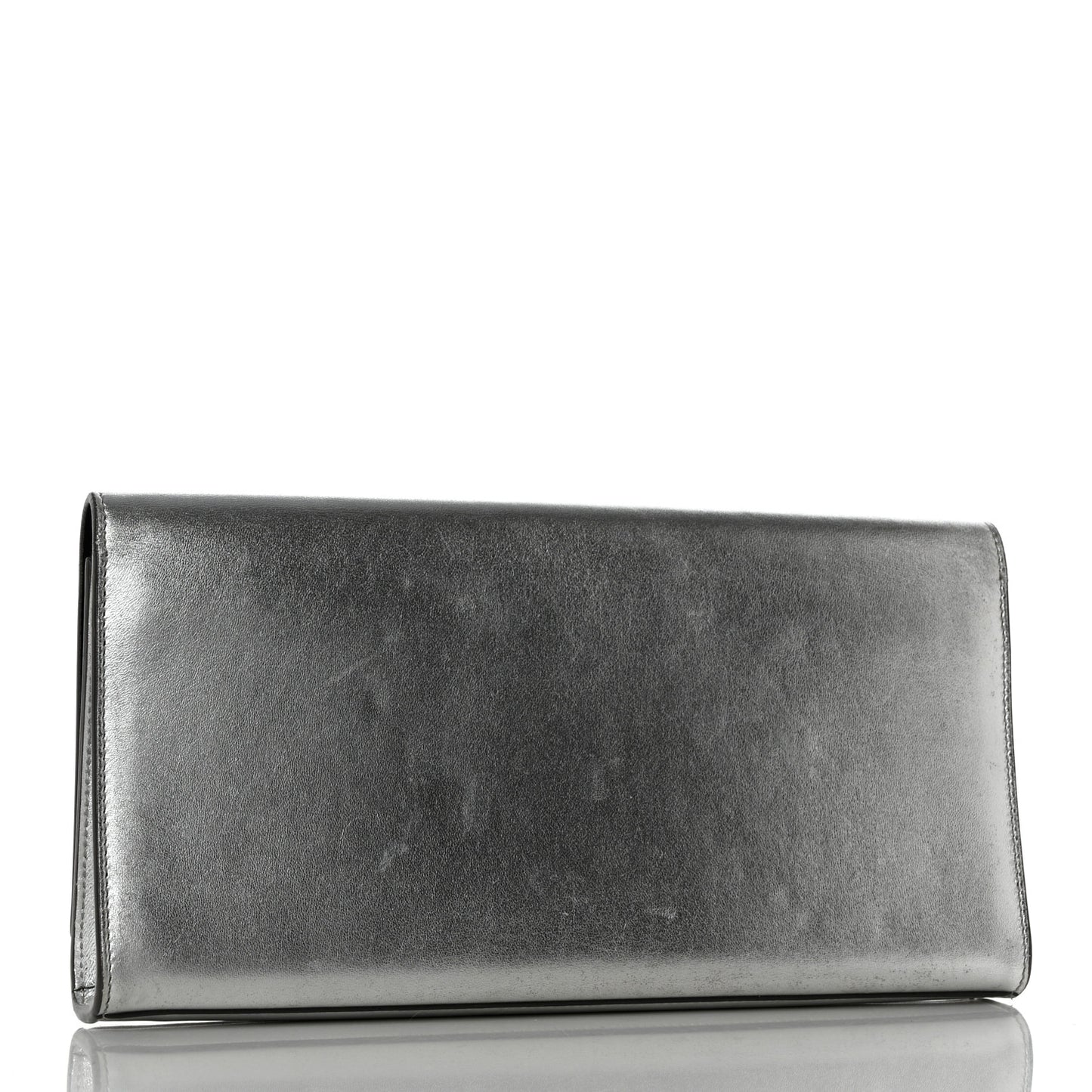 Metallic Calfskin Classic Monogram Cassandre Clutch Silver