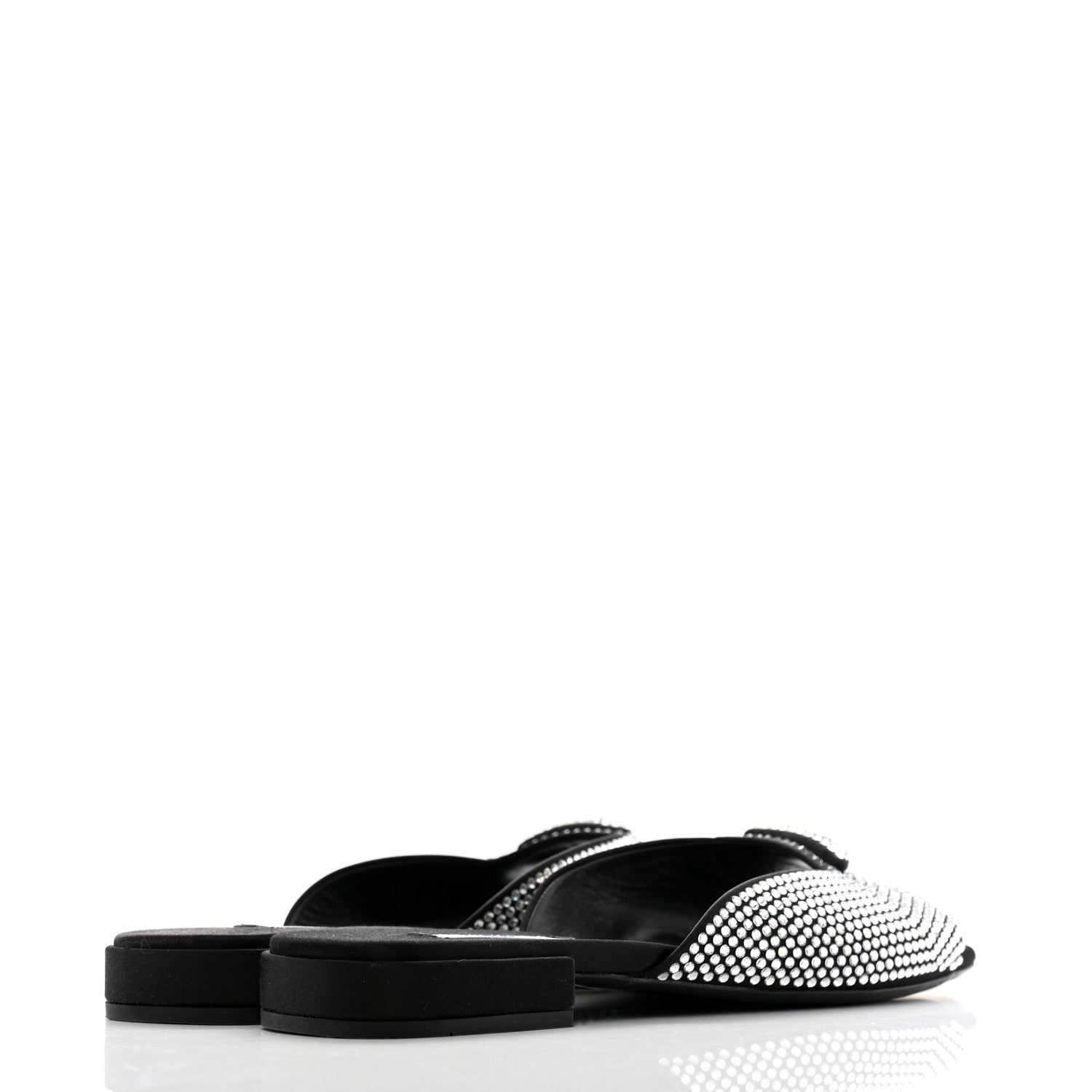 Prada Satin Crystal Logo 10mm Slide Sandals 39 Black 5 of 8