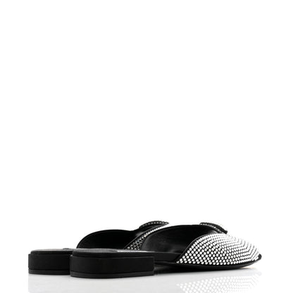 Prada Satin Crystal Logo 10mm Slide Sandals 39 Black 5 of 8