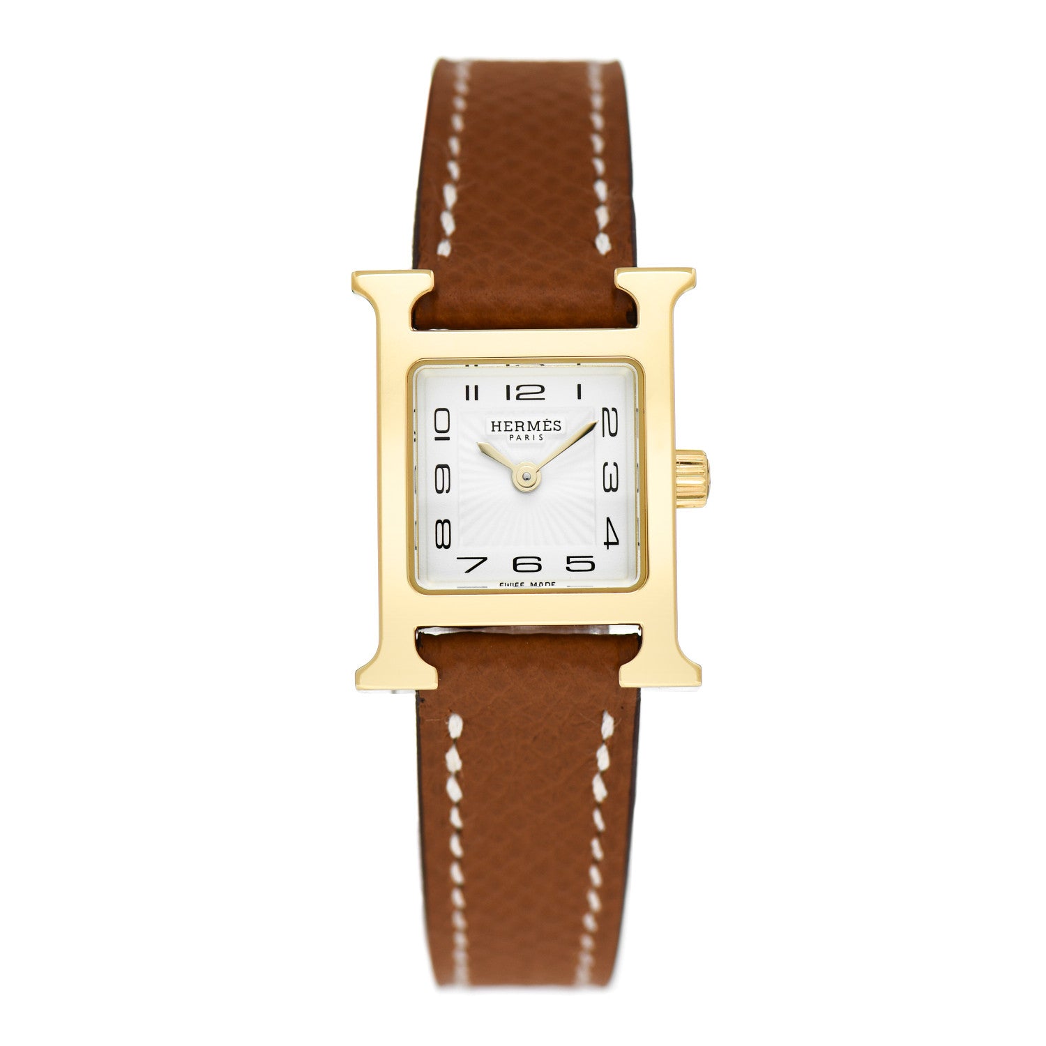 Hermes Stainless Steel Epsom 17.2mm Heure H Hour Quartz Watch Gold 1 of 5