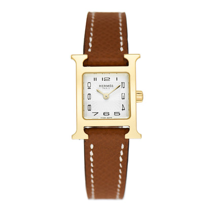 Hermes Stainless Steel Epsom 17.2mm Heure H Hour Quartz Watch Gold 1 of 5