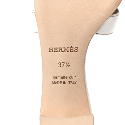 Hermes Calfskin Oasis Sandals 37.5 White 6 of 8