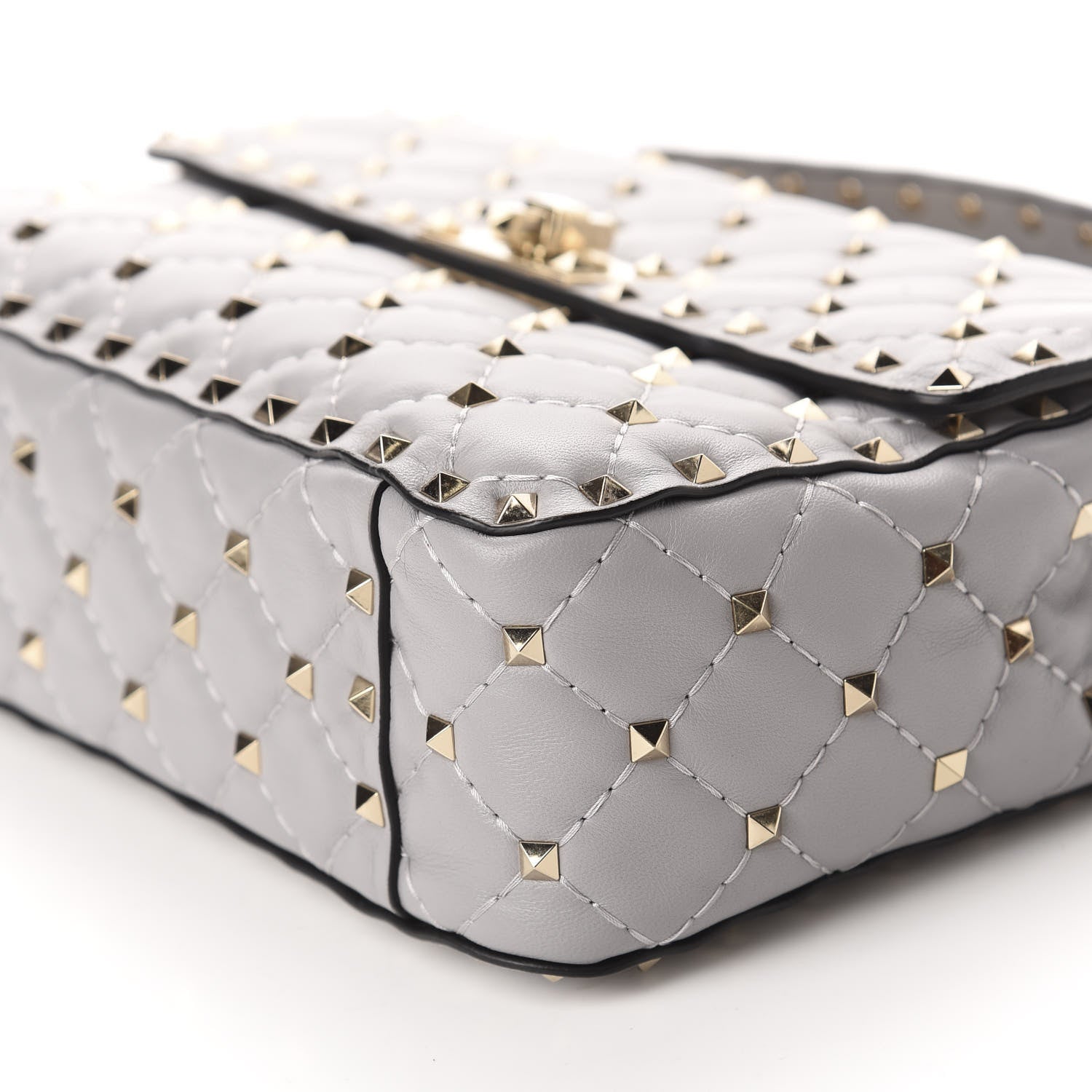 Valentino Garavani Nappa Medium Rockstud Spike Shoulder Bag Grey 7 of 15