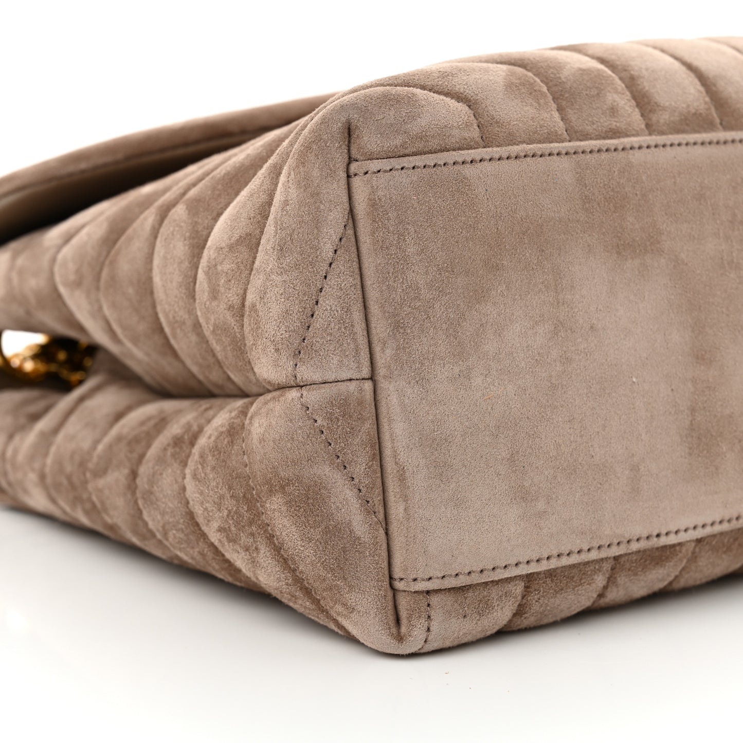 Suede Y Quilted Monogram Medium Loulou Chain Satchel Taupe