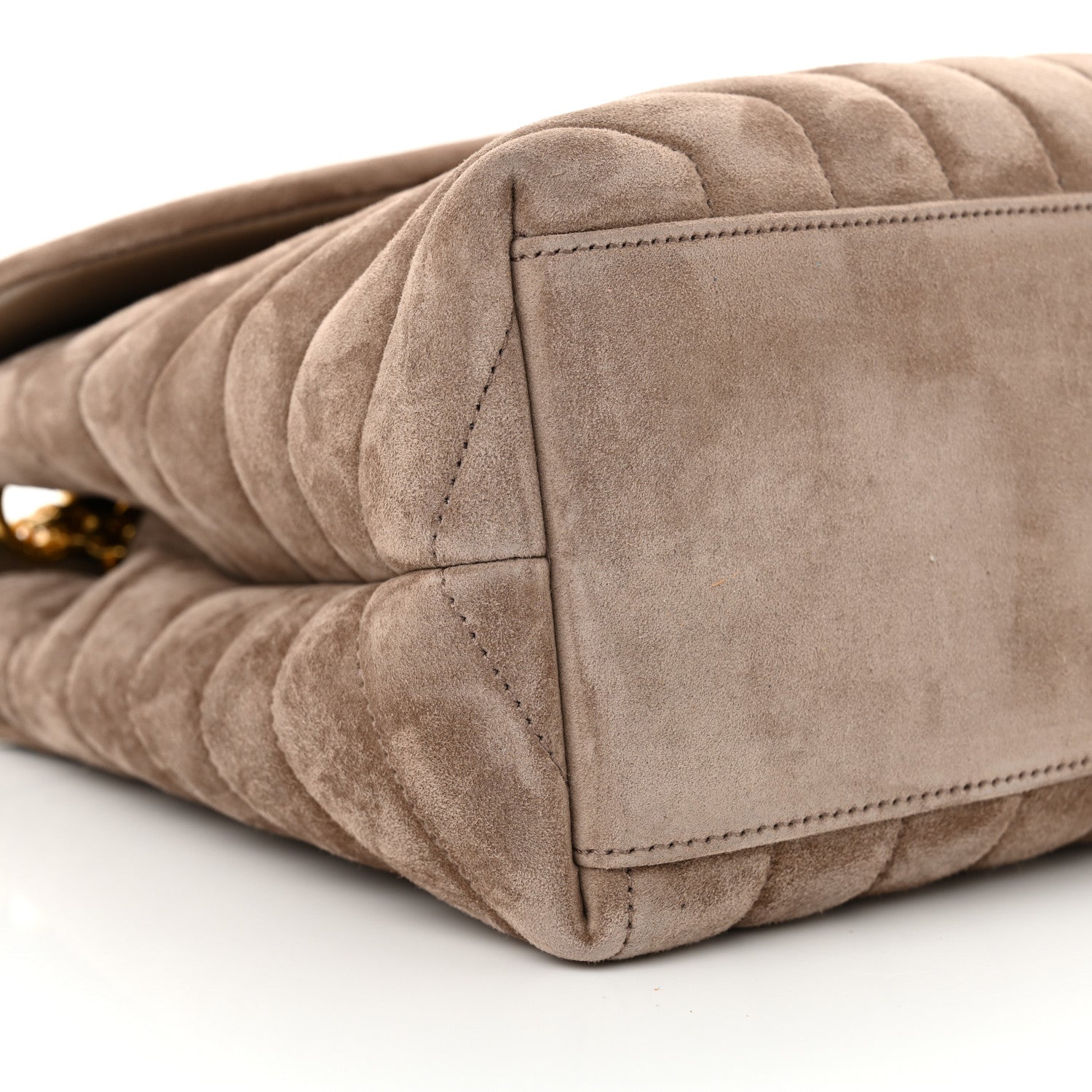 Saint Laurent Suede Y Quilted Monogram Medium Loulou Chain Satchel Taupe 9 of 10