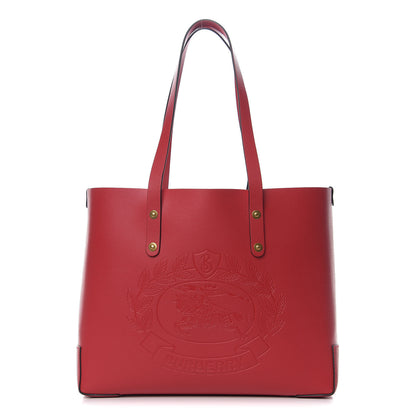 Burberry Calfskin Crest Embossed Small Tote Rust Red 1 of 8
