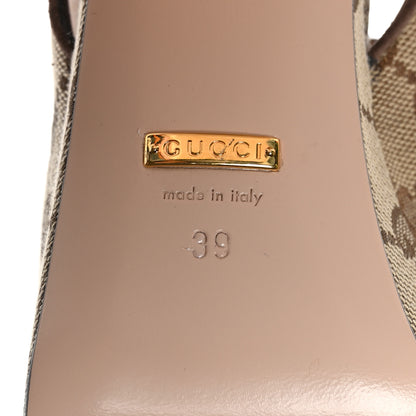 Gucci Monogram Kid Scamosciato Horsebit Platform 25/85mm Slingback Mules 39 Beige Ebony New Acero 8 of 9