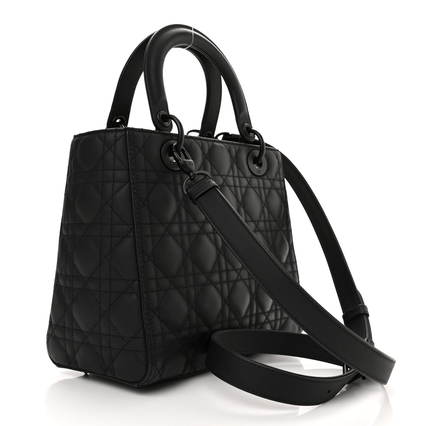 Ultra Matte Calfskin Cannage Medium Lady Dior Black