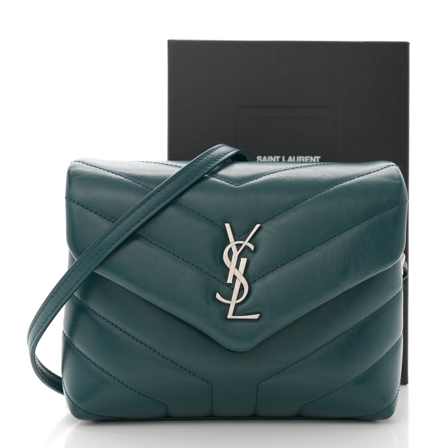 Saint Laurent Calfskin Y Quilted Monogram Toy Loulou Satchel Dark Turquoise 11 of 11
