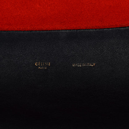 Celine Calfskin Suede All Soft Shoulder Bag Grey Bright Orange Black 5 of 7