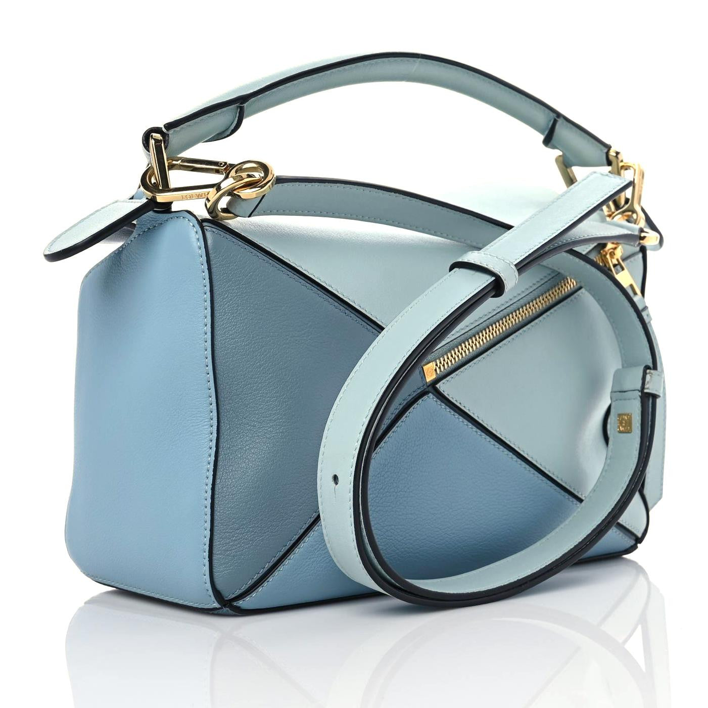 Loewe Calfskin Small Puzzle Bag Aqua Light Blue Stone Blue 3 of 11