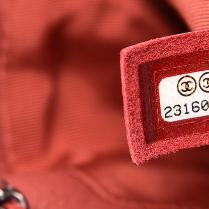 Chanel Deerskin Chevron Medium Chain Bucket Bag Coral 8 of 9