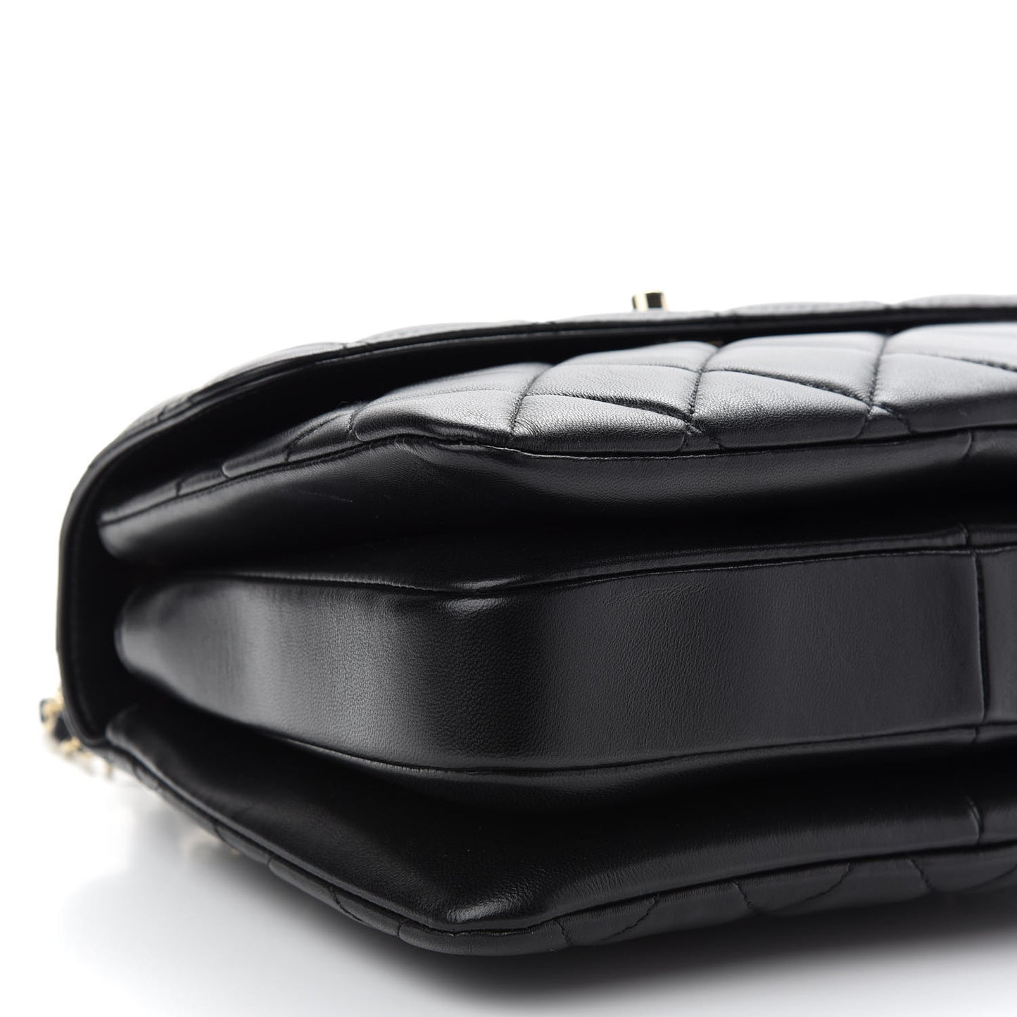 Lambskin Quilted Small Trendy CC Dual Handle Flap Bag Black