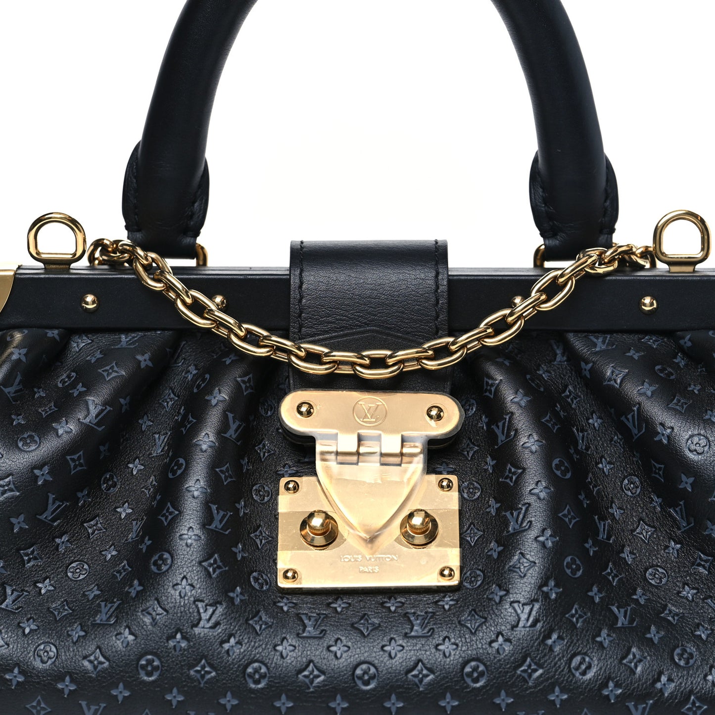 Calfskin Nanogram Embossed Clutch Black