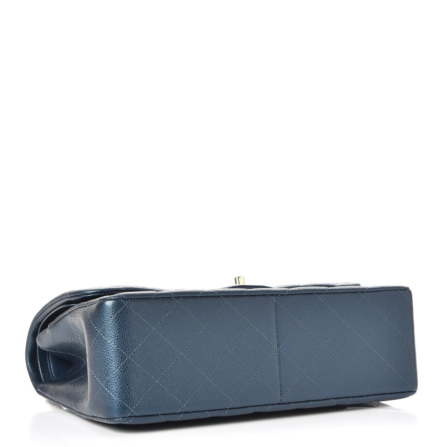 Iridescent Caviar Quilted Jumbo Double Flap Blue