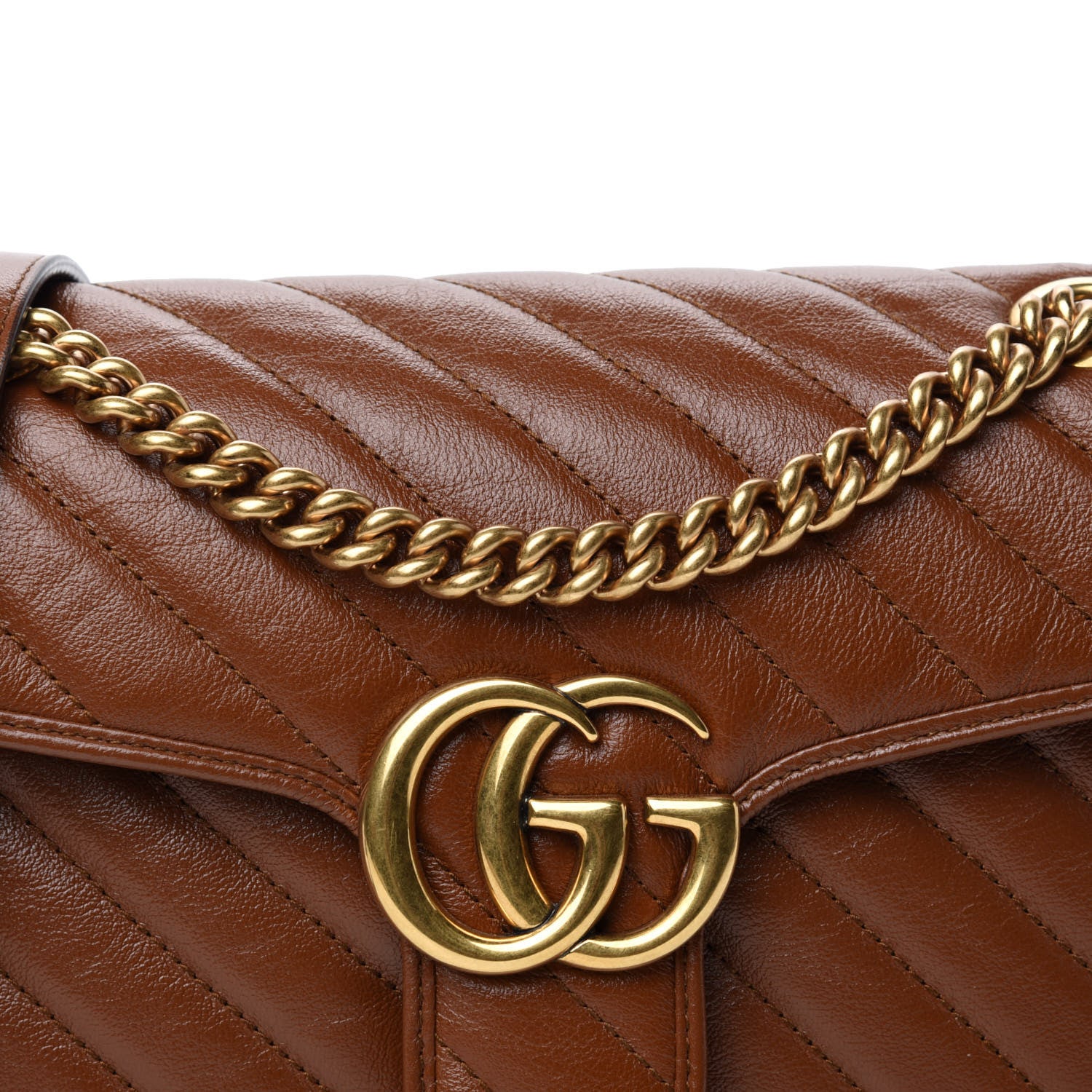 Gucci Azalea Calfskin Matelasse Diagonal Small GG Marmont Shoulder Bag Cuir 10 of 10